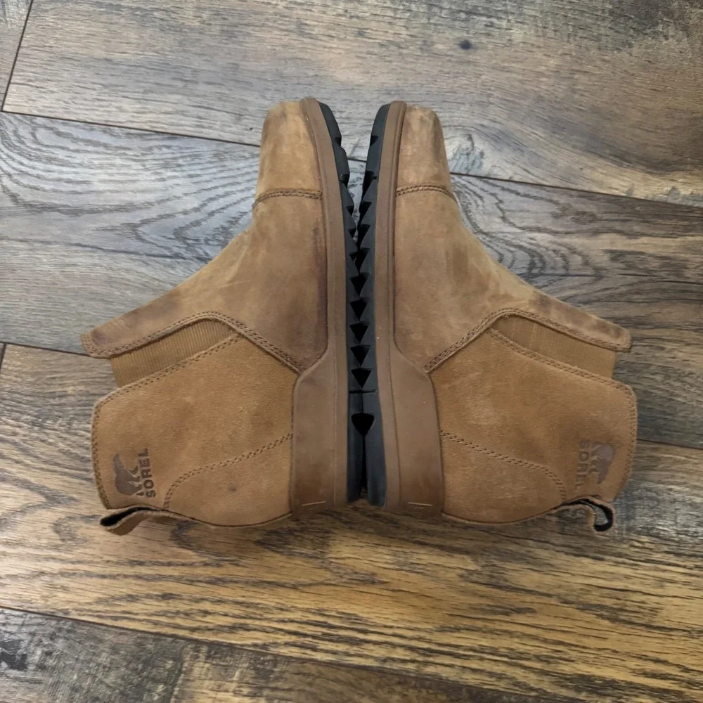 Sorel Evie Chelsea Boots Tan Leather Suede Wedge Ankle Booties Size 6.5 Gorpcore